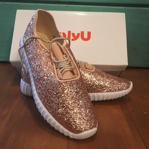 Rose gold tennis shoes